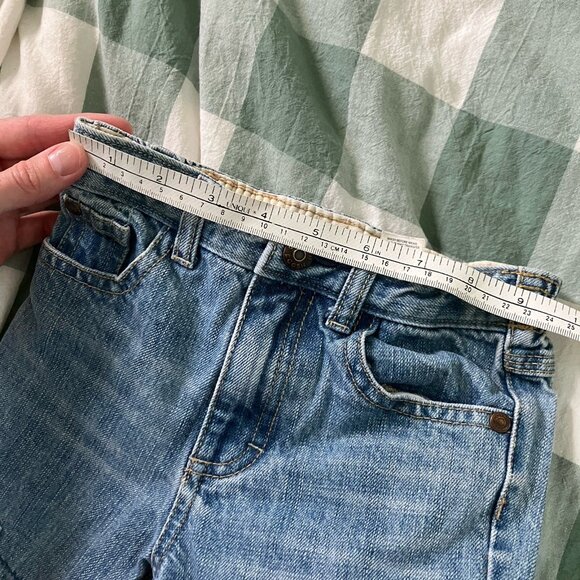 Vintage OshKosh B'gosh Toddler Carpenter Jeans Blue Denim 24 Months Patchwork - Picture 4 of 6